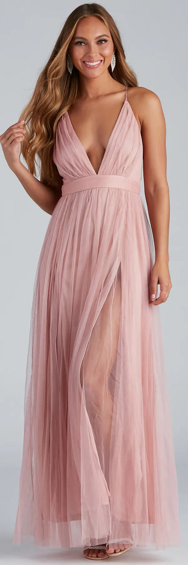 Elisabeth Pleated Tulle Formal Dress