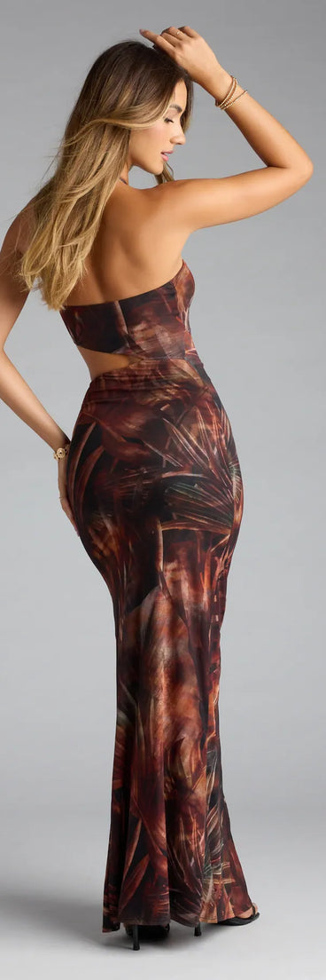 Vacay Scandal Tropical Cutout Maxi Dress