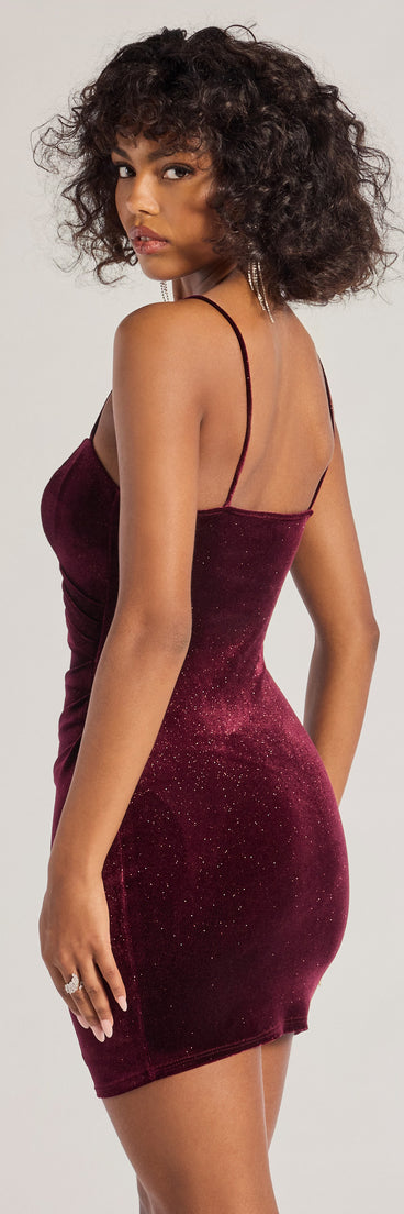 Sultry And Luxe Glitter Velvet Bodycon Mini Dress