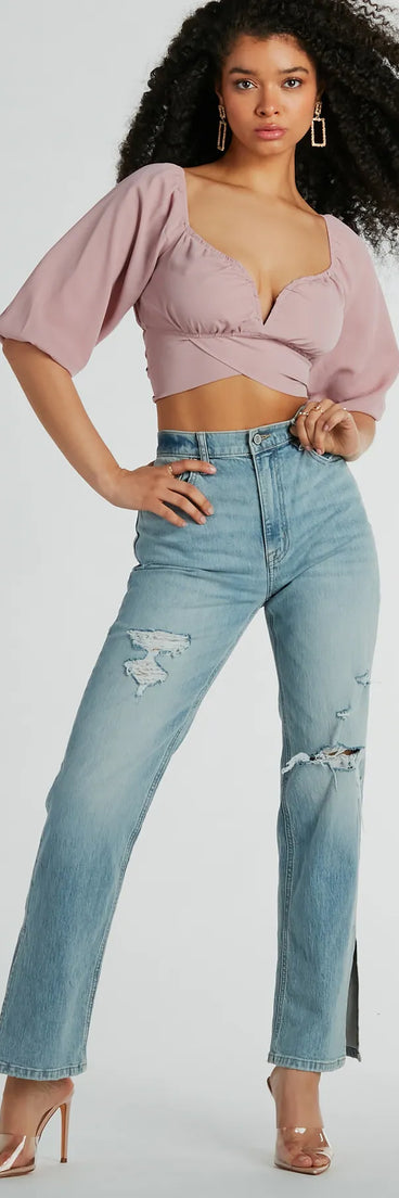 With fun and flirty details, the Love So Sweet Off-The-Shoulder Tie Back Crop Top shows off your unique style for a trendy outfit for summer!