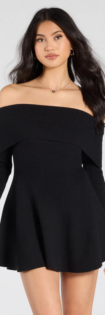 The Chic Staple Ribbed Knit Skater Dress is your new go-to black dress—effortless long sleeves, versatile, and made to refresh your 2026 style in seconds.