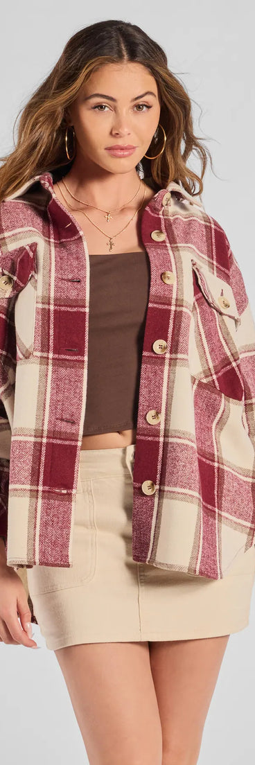 Comfy Cozy Vibes Plaid Woven Oversized Shacket