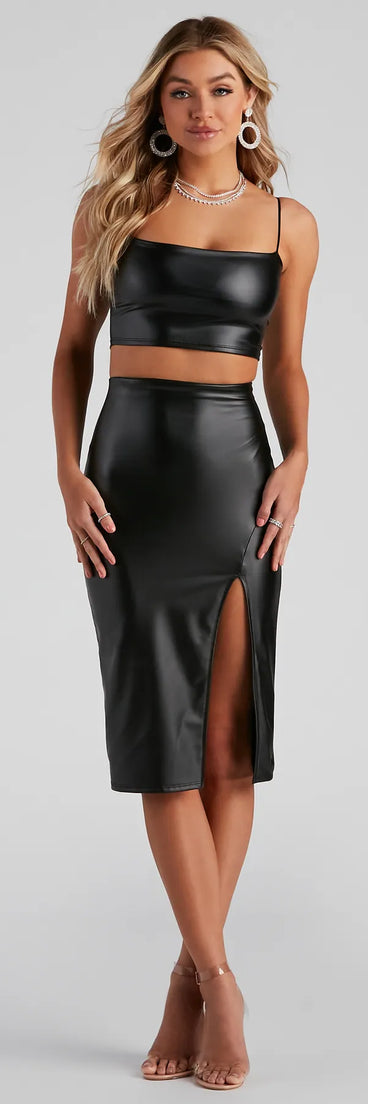 Sleek Stunner High-Slit Midi Skirt