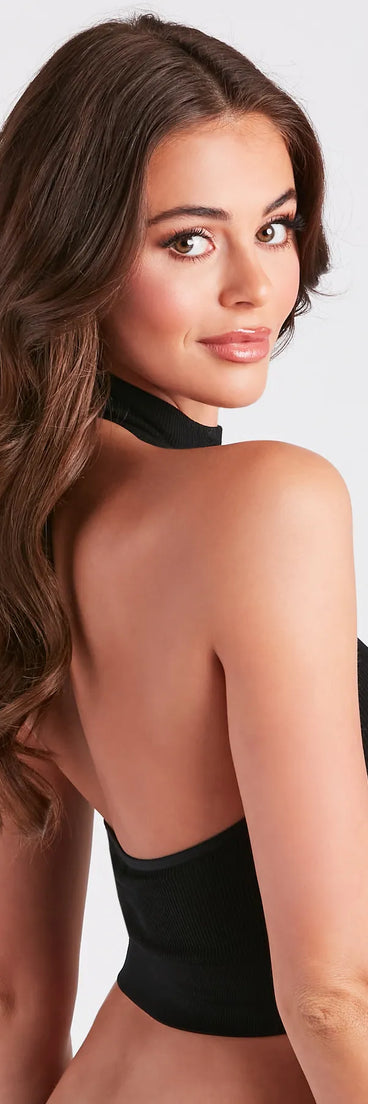 Everyday Basic Seamless Mock Neck Halter Top